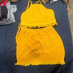 Yellow Fringe Two-Piece Set